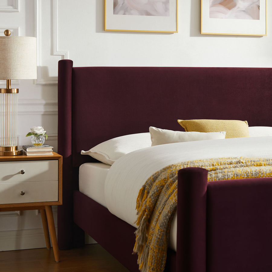 Sawyer Performance Velvet Full Platform Bed in Mulberry