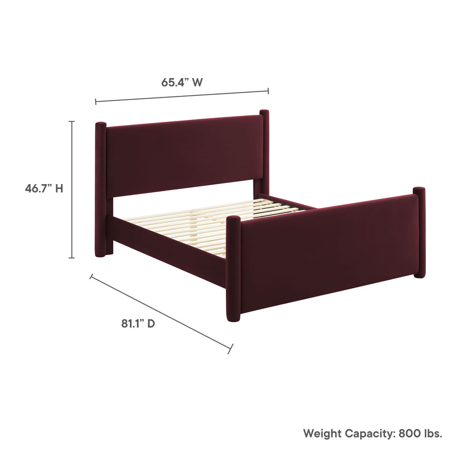 Sawyer Performance Velvet Full Platform Bed in Mulberry