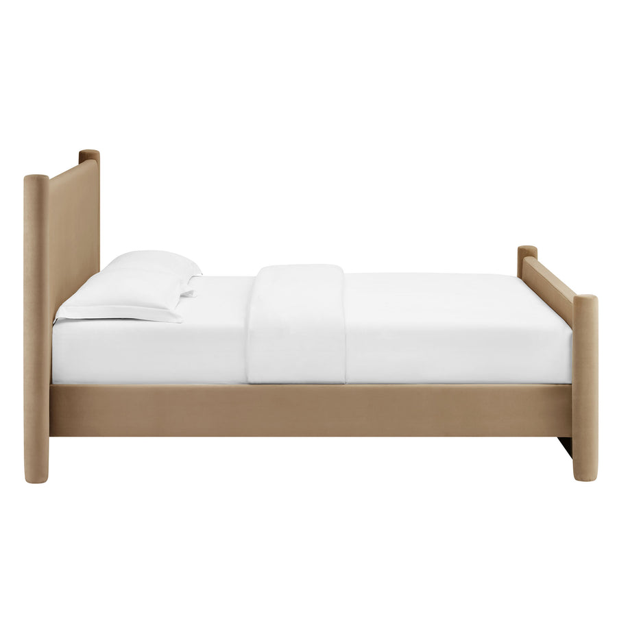 Sawyer Performance Velvet Full Platform Bed in Taupe
