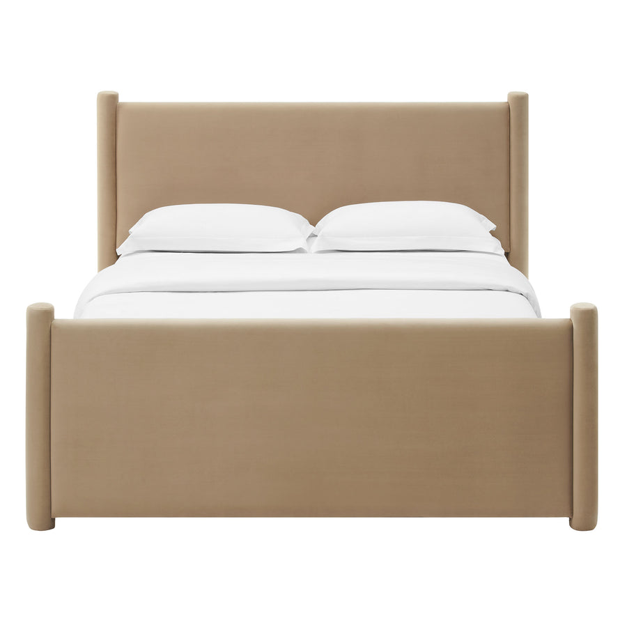 Sawyer Performance Velvet Full Platform Bed in Taupe