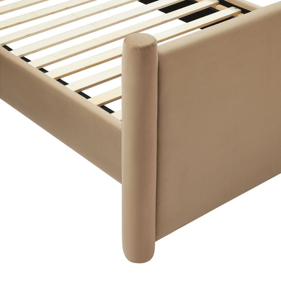 Sawyer Performance Velvet Full Platform Bed in Taupe