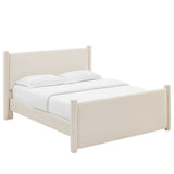 Sawyer Performance Velvet Queen Platform Bed in Alabaster