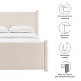 Sawyer Performance Velvet Queen Platform Bed in Alabaster