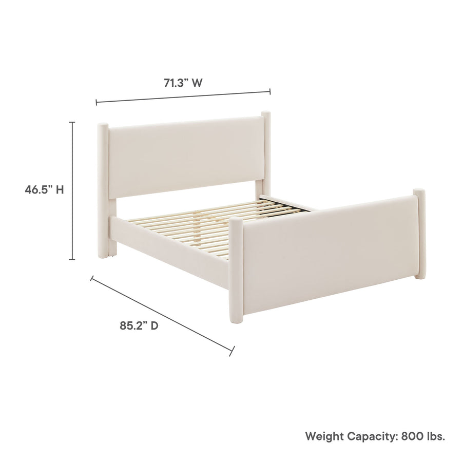 Sawyer Performance Velvet Queen Platform Bed in Alabaster