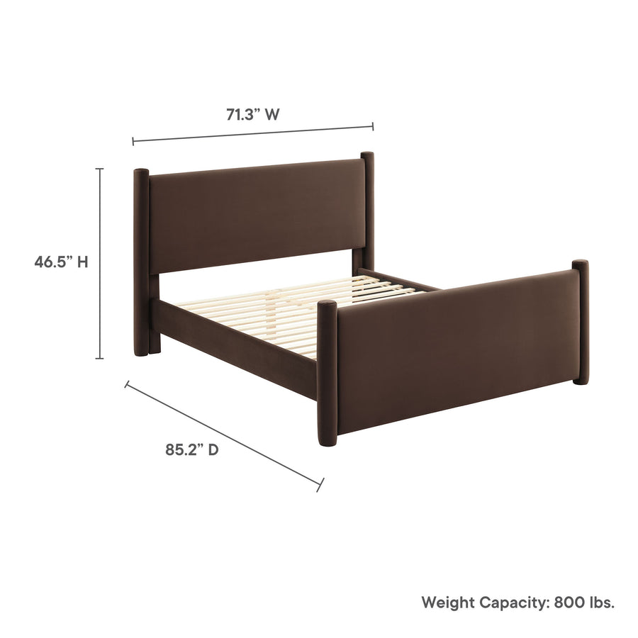 Sawyer Performance Velvet Queen Platform Bed in Chocolate Brown