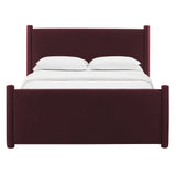 Sawyer Performance Velvet Queen Platform Bed in Mulberry