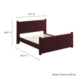 Sawyer Performance Velvet Queen Platform Bed in Mulberry
