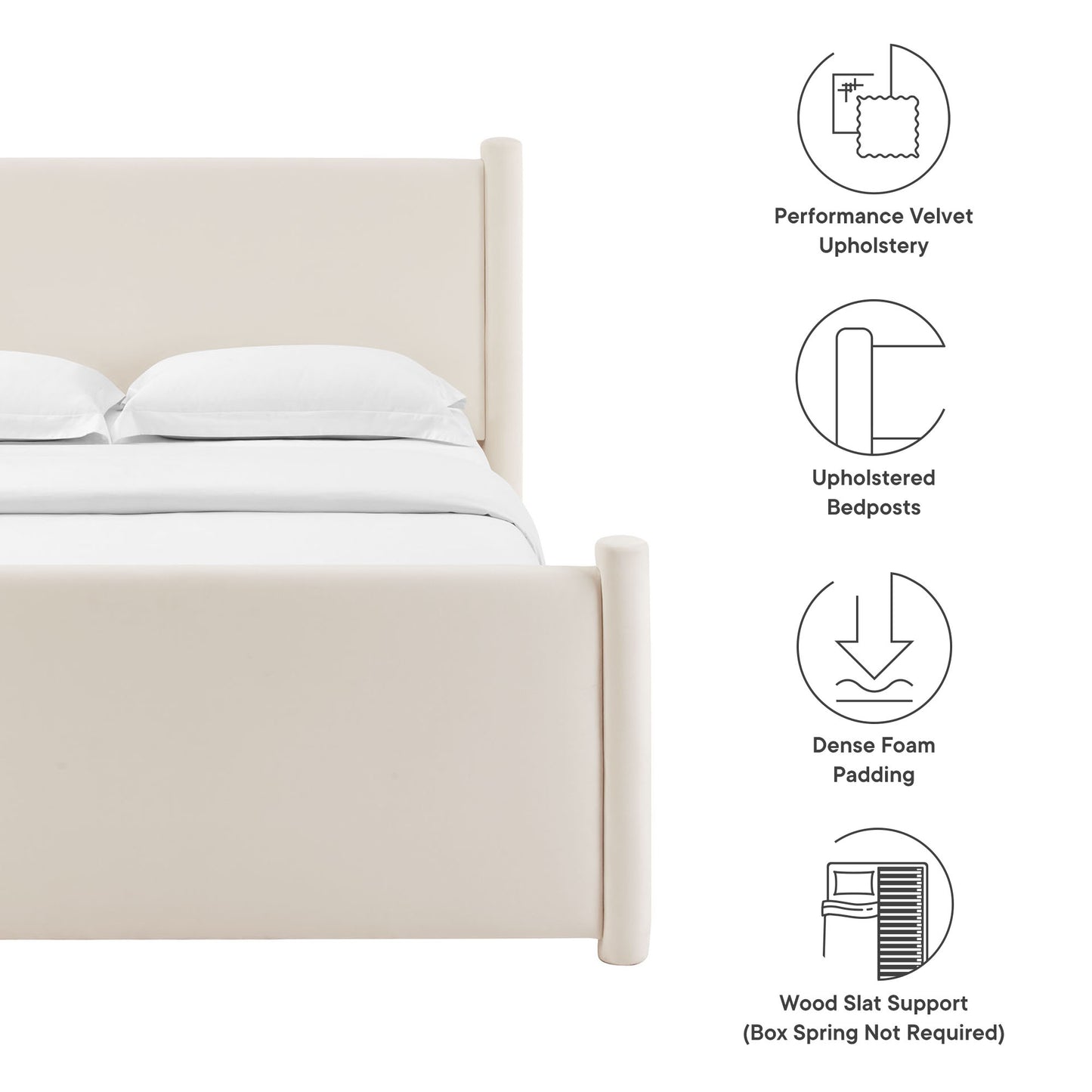 Rael Performance Velvet King Platform Bed by Furniture For America