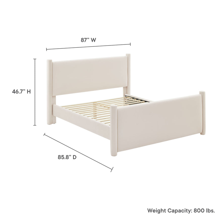 Sawyer Performance Velvet King Platform Bed in Alabaster