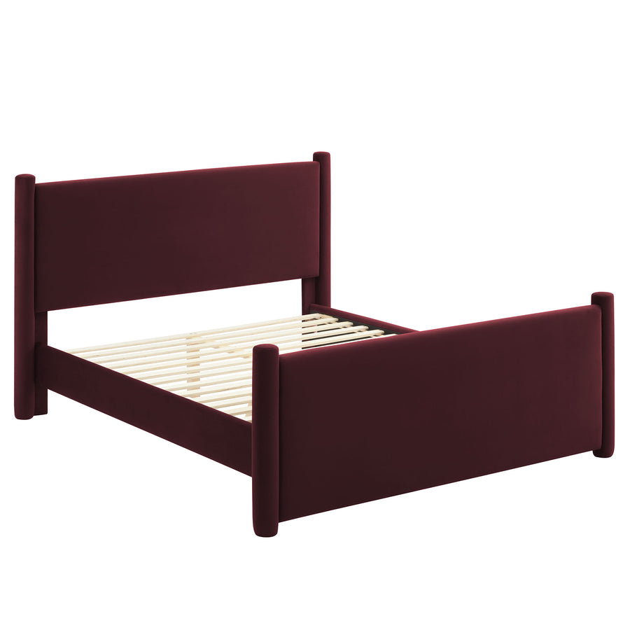 Sawyer Performance Velvet King Platform Bed in Mulberry