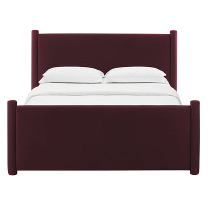 Rael Performance Velvet King Platform Bed by Furniture For America