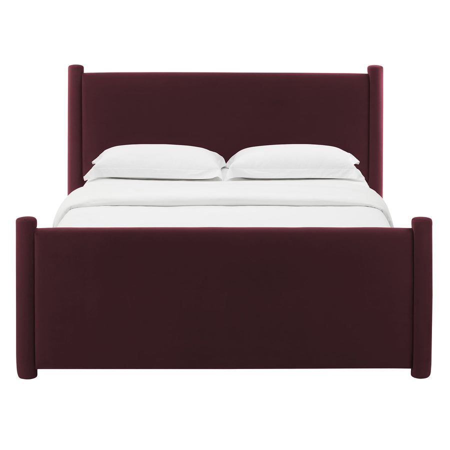 Sawyer Performance Velvet King Platform Bed in Mulberry