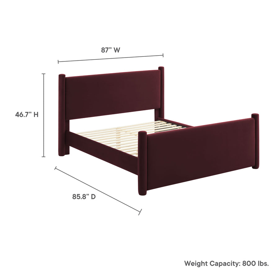 Sawyer Performance Velvet King Platform Bed in Mulberry