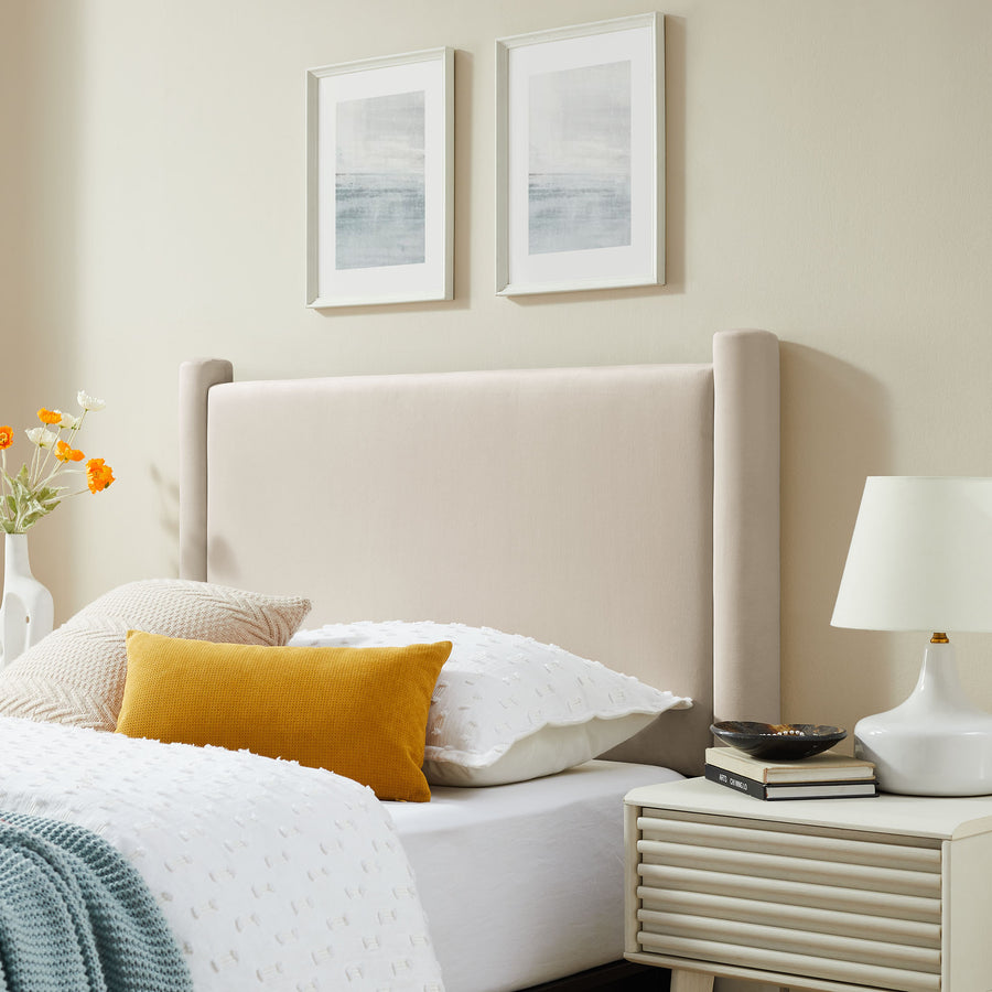Sawyer Performance Velvet Twin Headboard in Alabaster