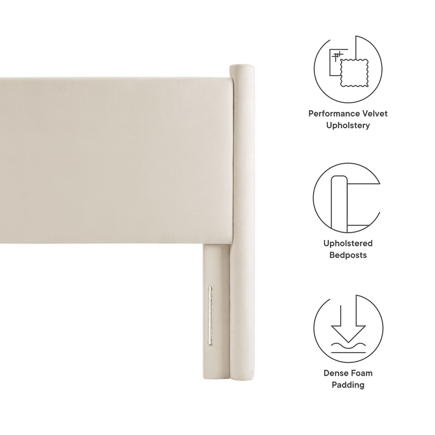 Rael Performance Velvet Twin Headboard by Furniture For America