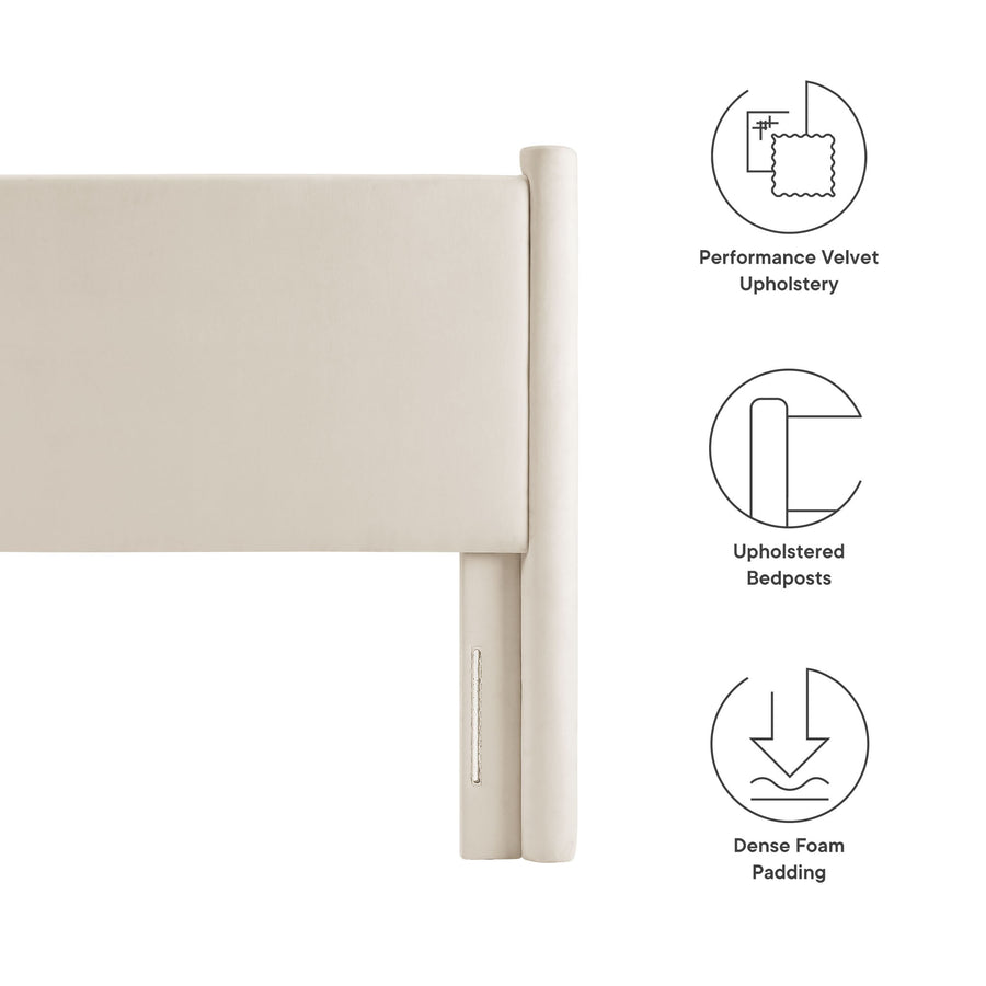 Sawyer Performance Velvet Twin Headboard in Alabaster