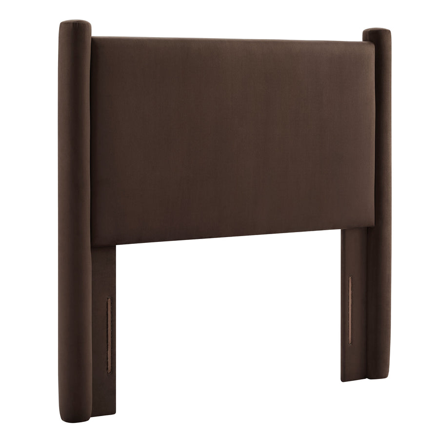 Sawyer Performance Velvet Twin Headboard in Chocolate Brown