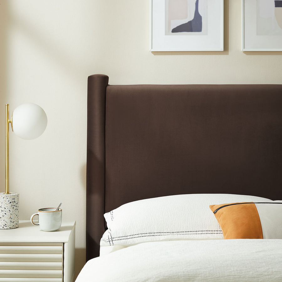 Sawyer Performance Velvet Twin Headboard in Chocolate Brown