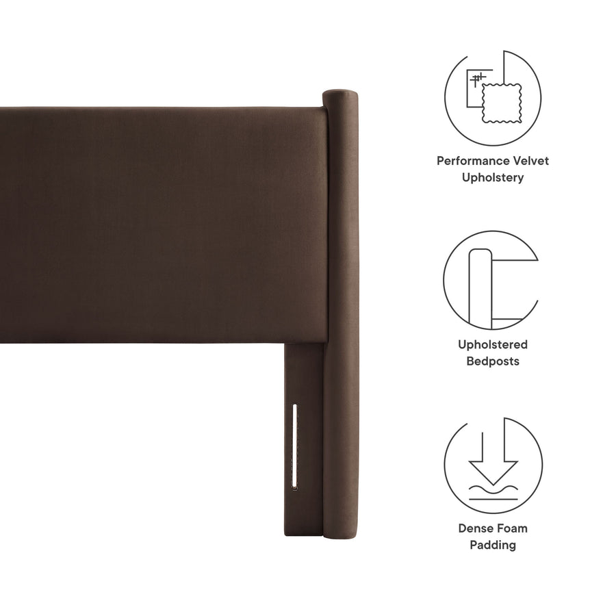 Sawyer Performance Velvet Twin Headboard in Chocolate Brown