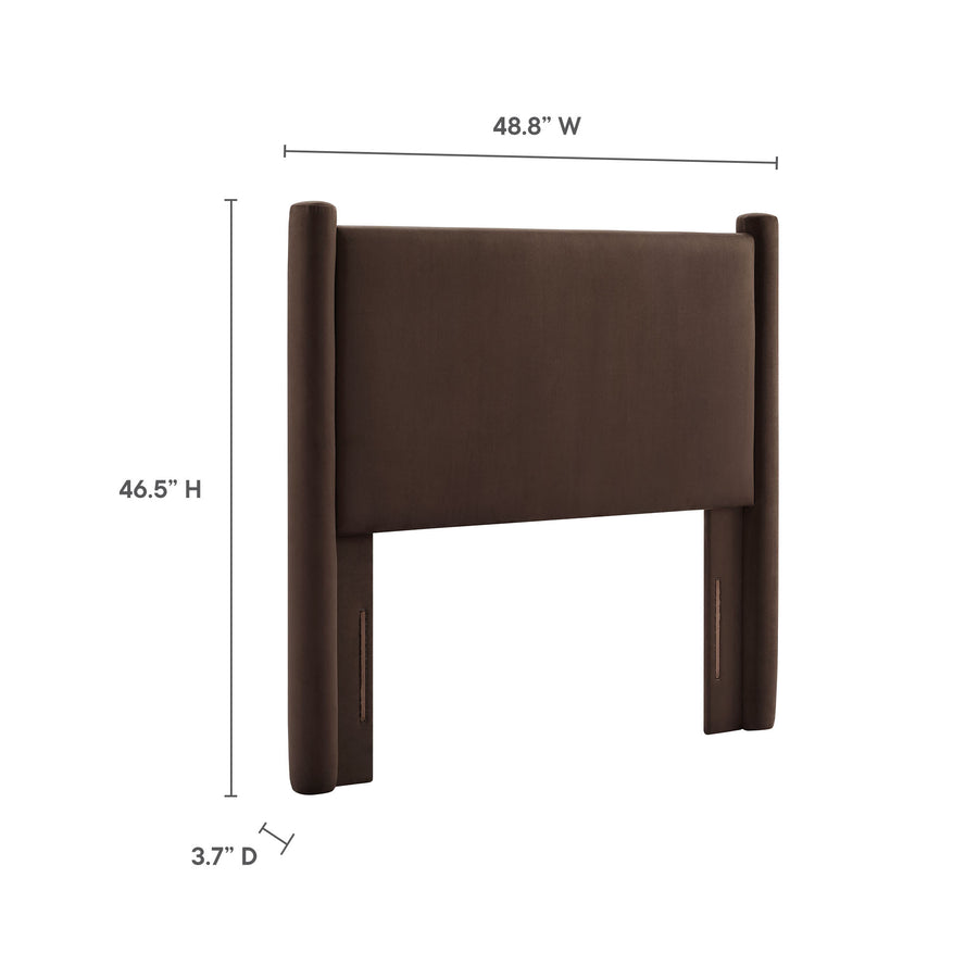 Sawyer Performance Velvet Twin Headboard in Chocolate Brown