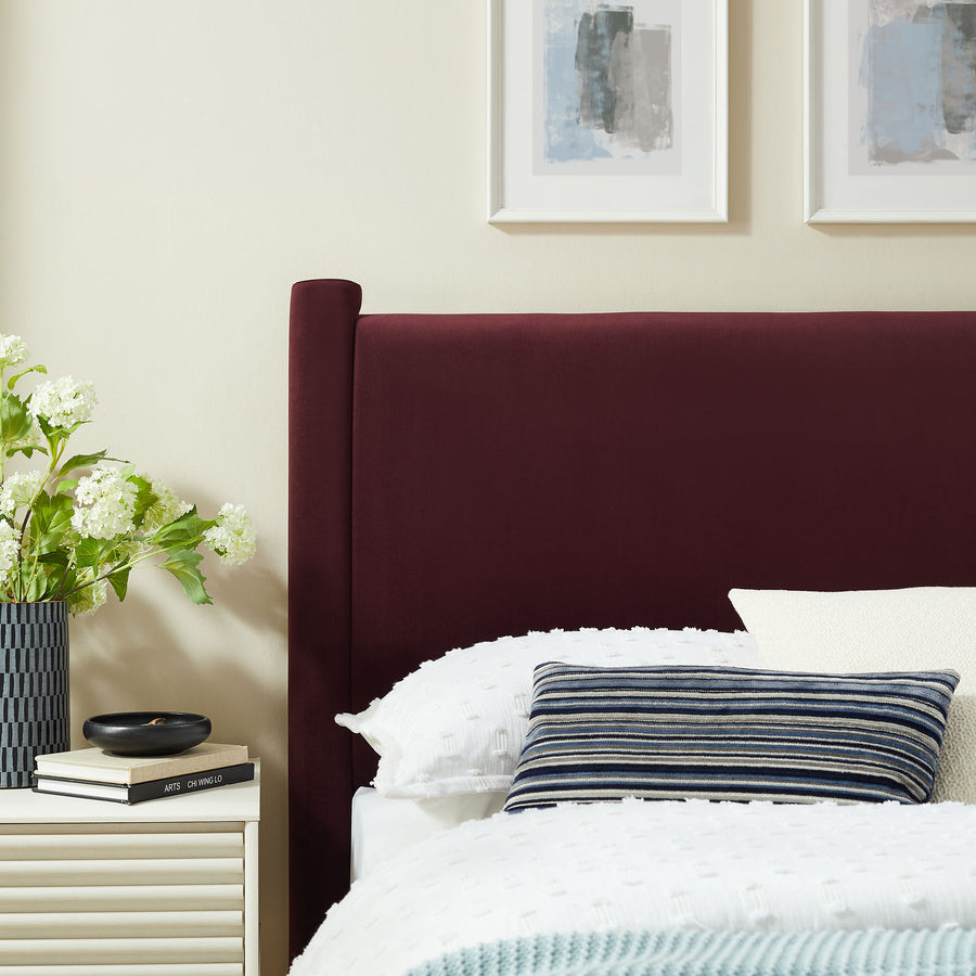 Sawyer Performance Velvet Twin Headboard in Mulberry