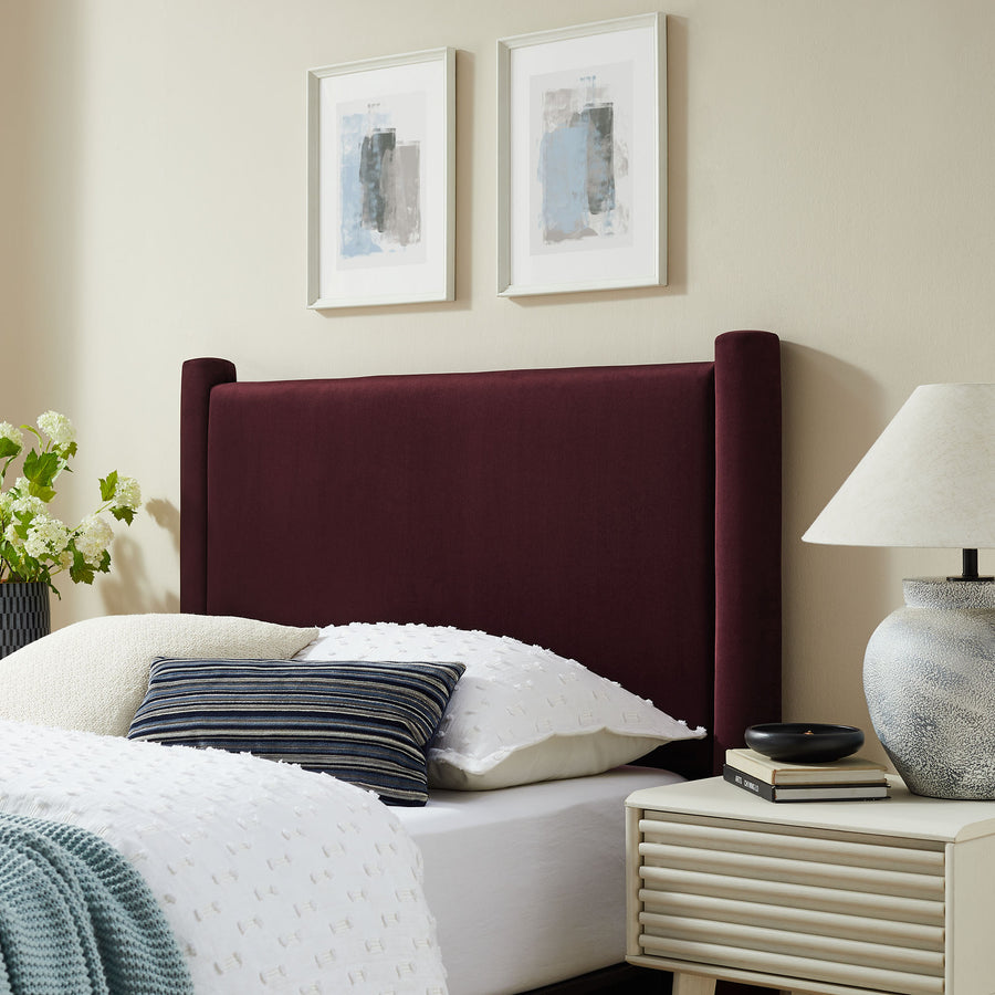 Sawyer Performance Velvet Twin Headboard in Mulberry
