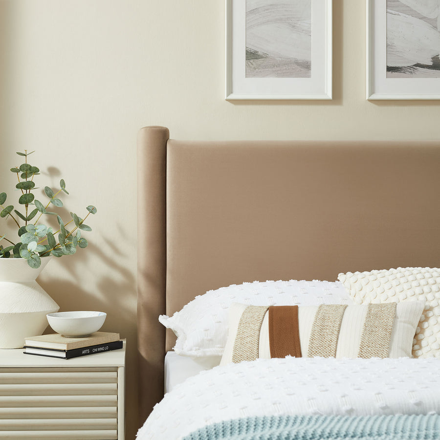 Sawyer Performance Velvet Twin Headboard in Taupe