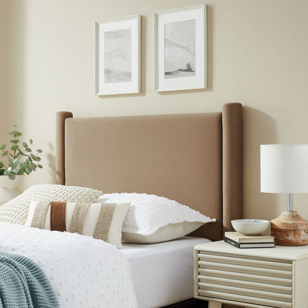 Rael Performance Velvet Twin Headboard in Taupe