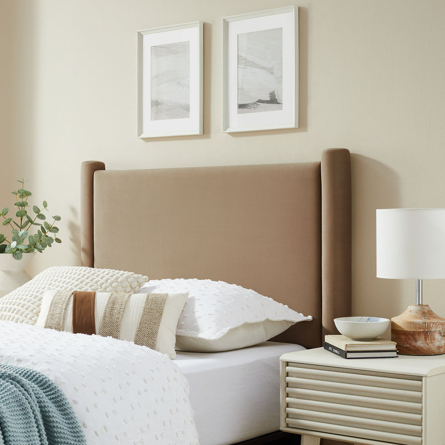 Sawyer Performance Velvet Twin Headboard in Taupe