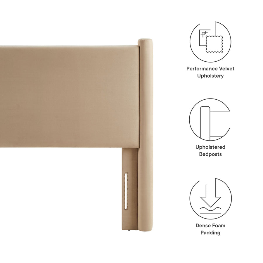 Sawyer Performance Velvet Twin Headboard in Taupe