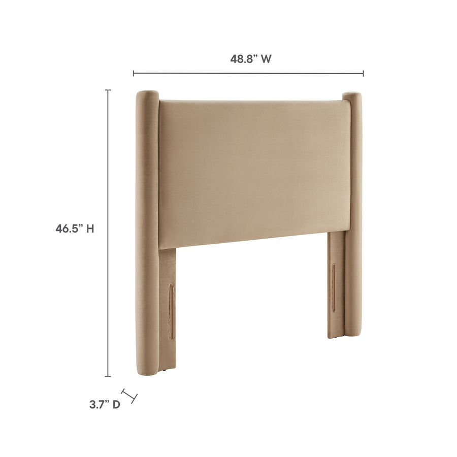 Sawyer Performance Velvet Twin Headboard in Taupe