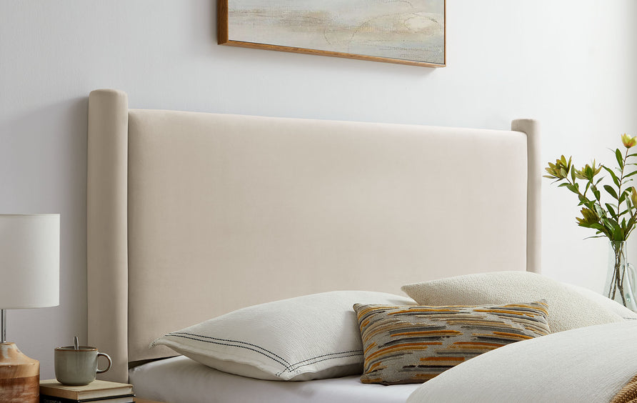 Sawyer Performance Velvet Full Headboard in Alabaster
