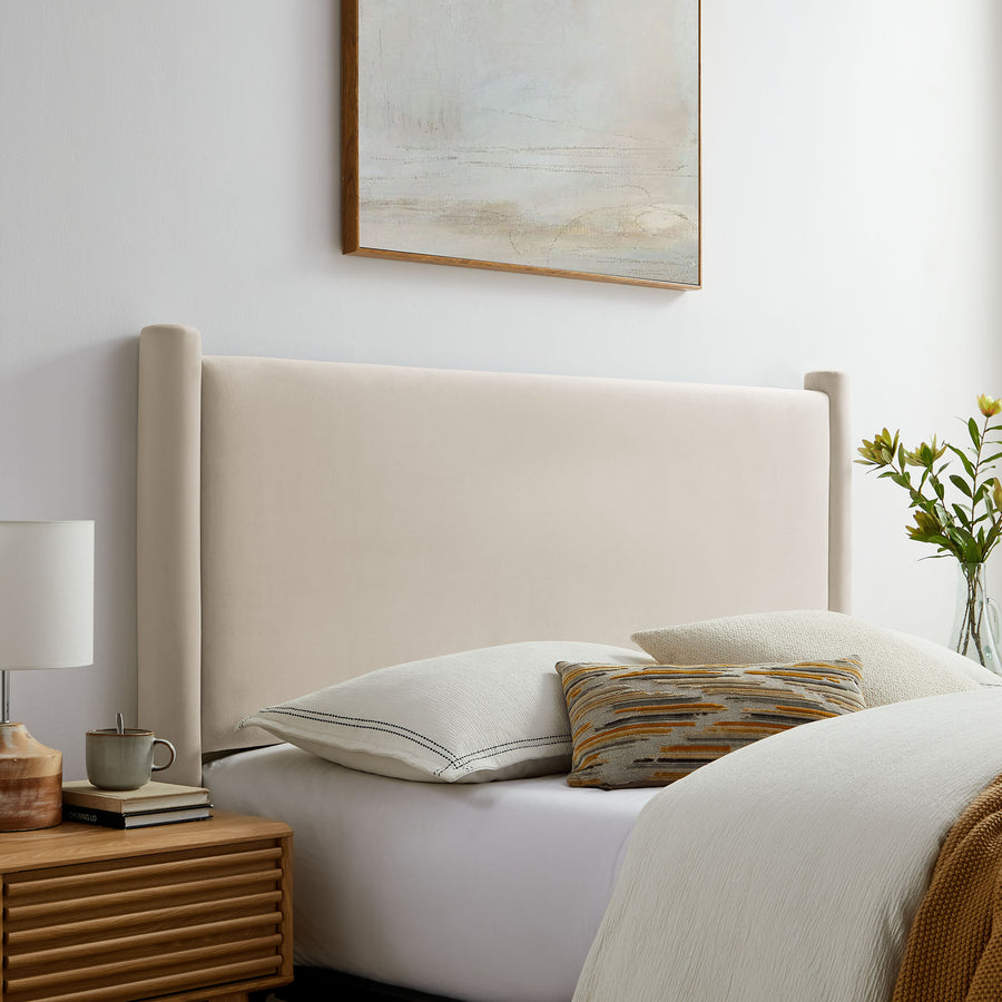 Sawyer Performance Velvet Full Headboard in Alabaster