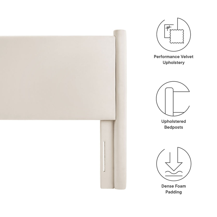 Sawyer Performance Velvet Full Headboard in Alabaster