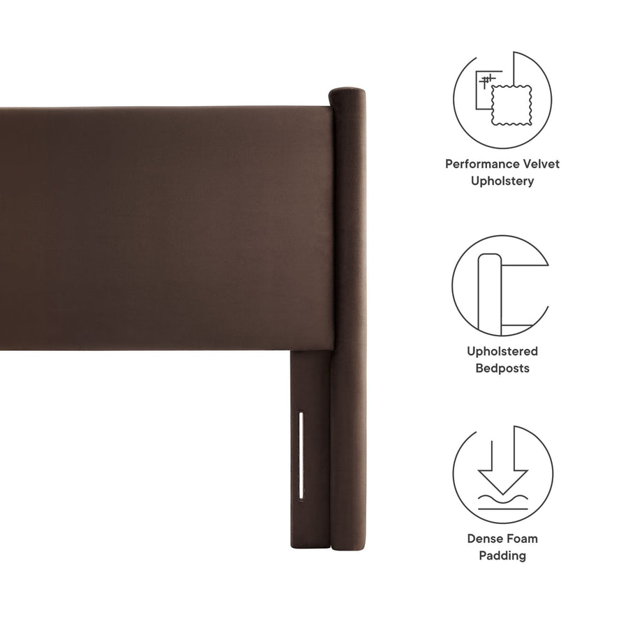 Sawyer Performance Velvet Full Headboard in Chocolate Brown