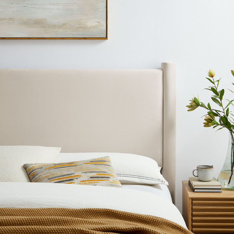 Sawyer Performance Velvet King Headboard in Alabaster