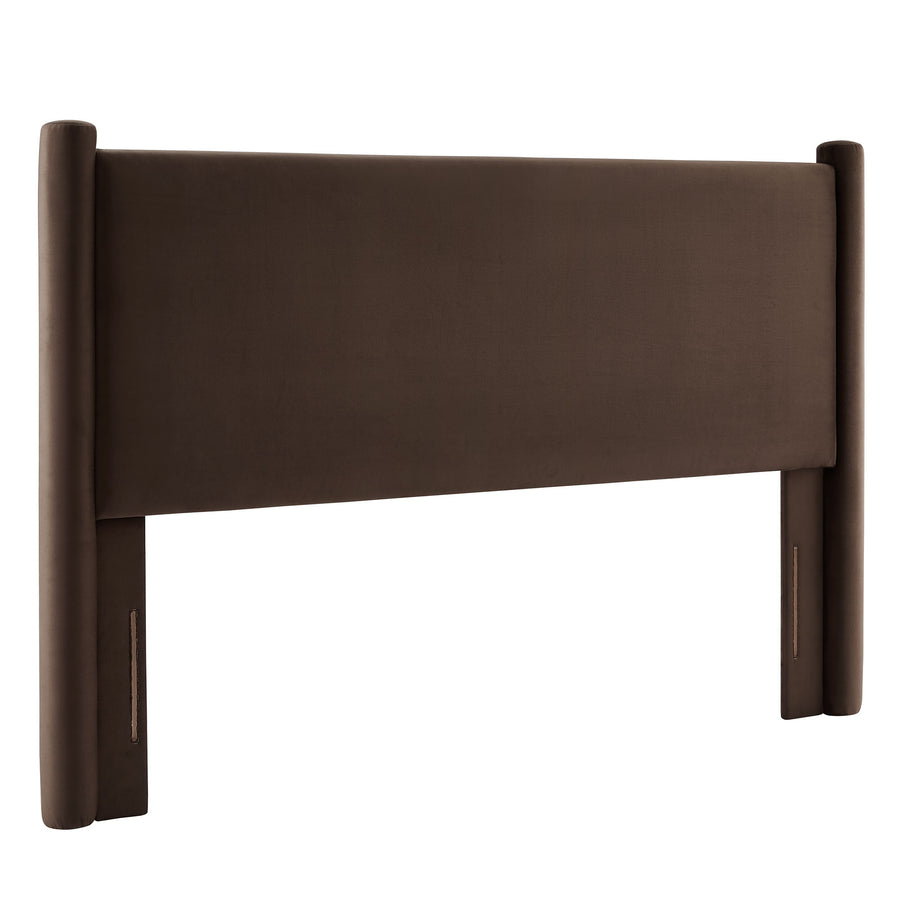 Sawyer Performance Velvet King Headboard in Chocolate Brown
