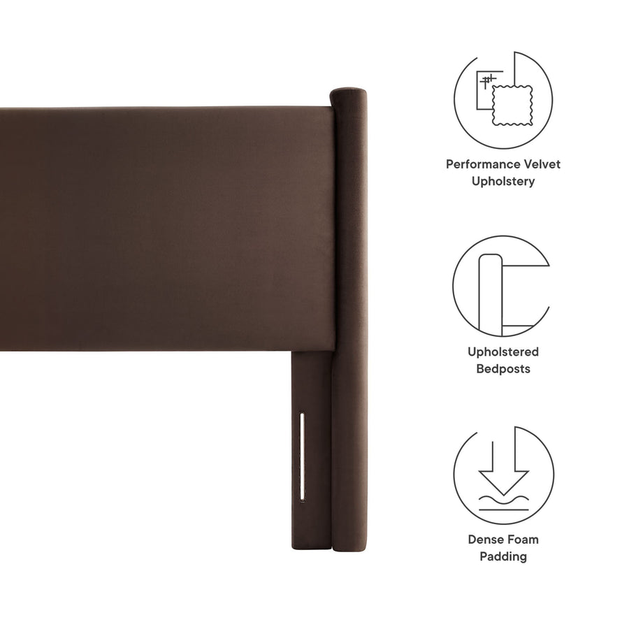 Sawyer Performance Velvet King Headboard in Chocolate Brown