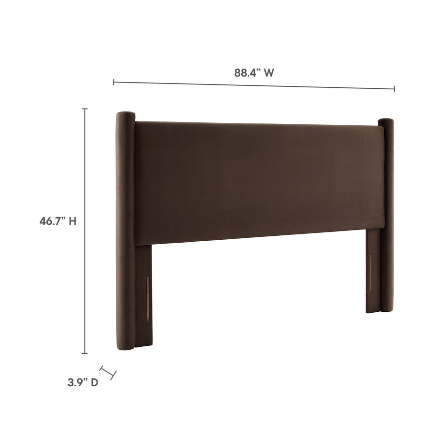 Sawyer Performance Velvet King Headboard in Chocolate Brown