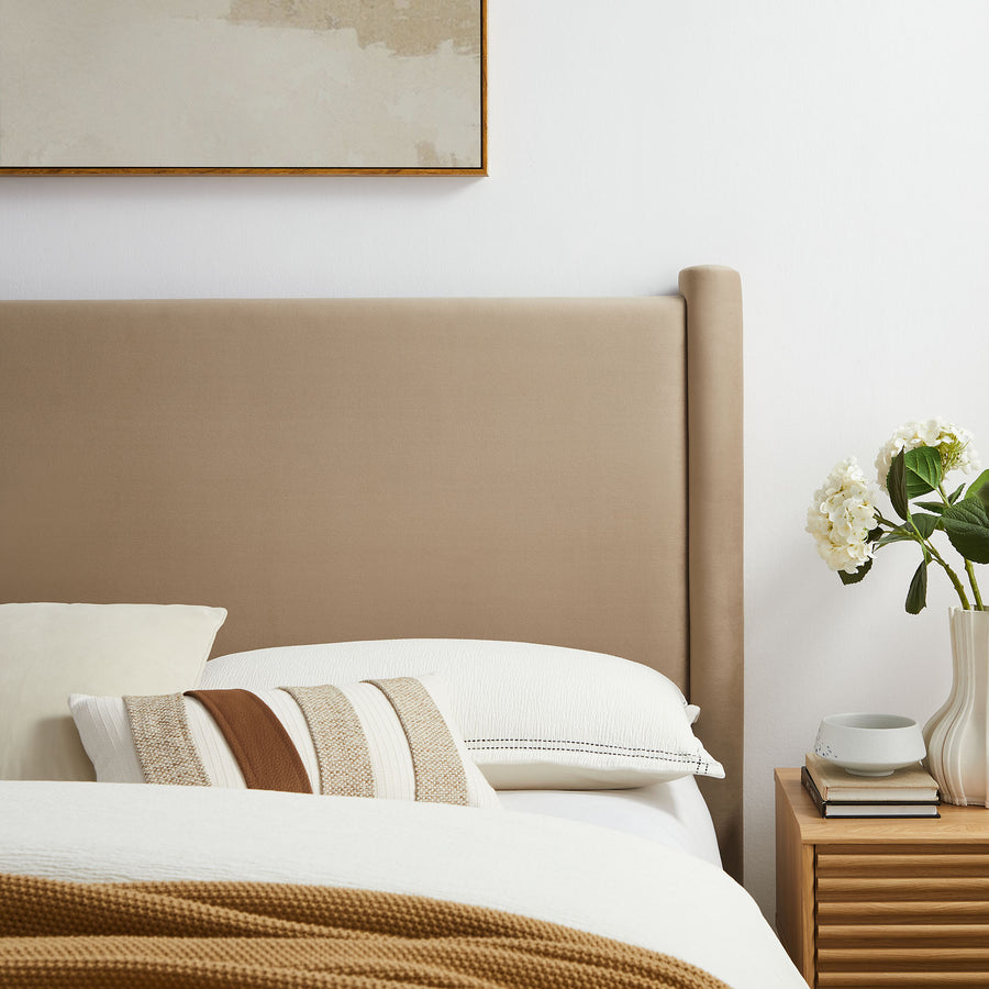 Sawyer Performance Velvet King Headboard in Taupe