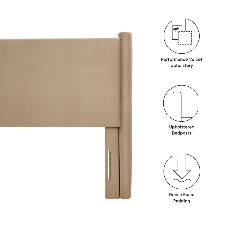 Sawyer Performance Velvet King Headboard in Taupe