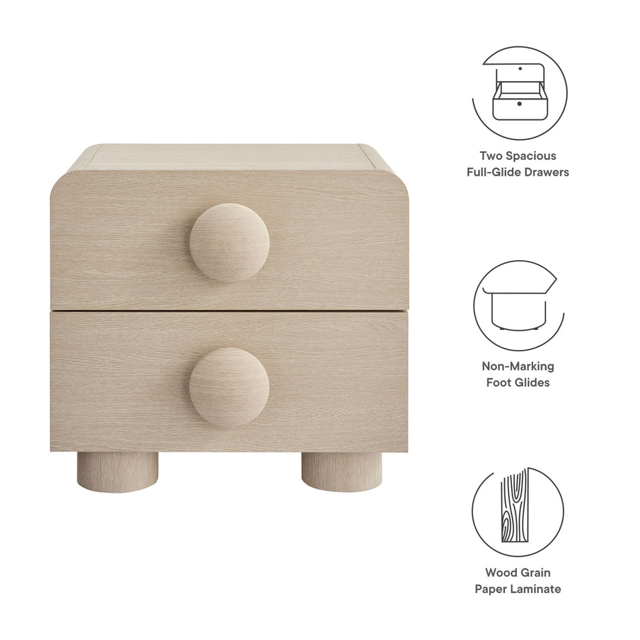 Pinot 2-Drawer Nightstand in Ash