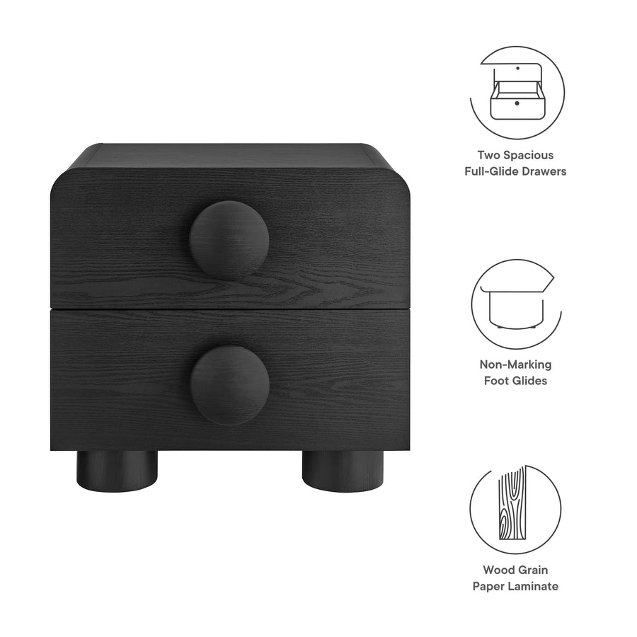 Pinot 2-Drawer Nightstand in Black