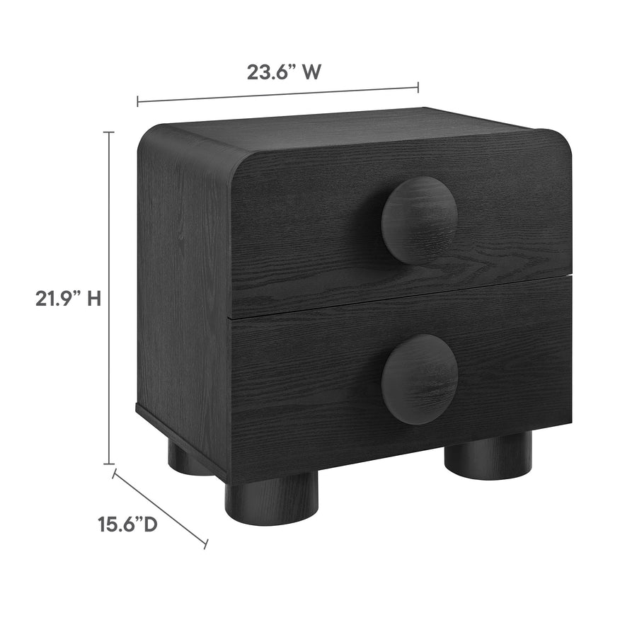 Pinot 2-Drawer Nightstand in Black
