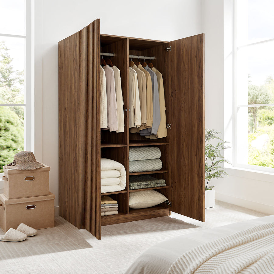 Vera 2-Door Wardrobe Closet in Walnut