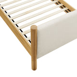 Dahlia Twin Size Fabric Upholstered Platform Bed in Ivory Oak