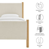 Dahlia Twin Size Fabric Upholstered Platform Bed in Ivory Oak