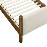 Dahlia Twin Size Fabric Upholstered Platform Bed in Ivory Walnut