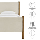 Dahlia Twin Size Fabric Upholstered Platform Bed in Ivory Walnut