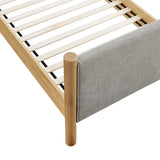 Dahlia Twin Size Fabric Upholstered Platform Bed in Wheat Oak